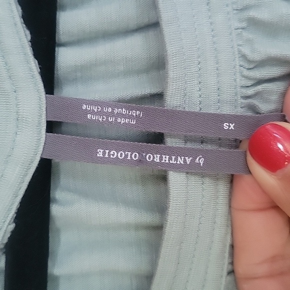 Anthropoligie XSmall Celery Green Wide Neck Top - Picture 3 of 5